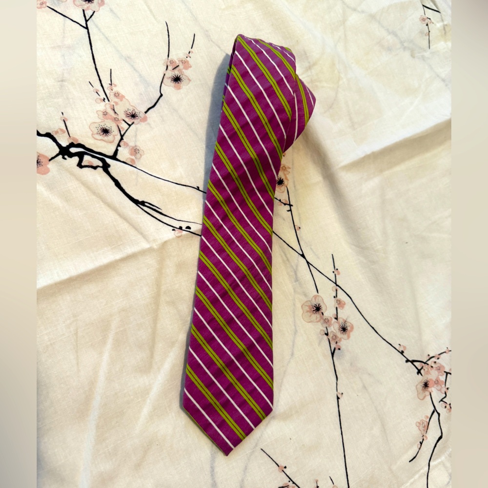 Tommy Hilfiger Striped Pink and Green Men's Tie
